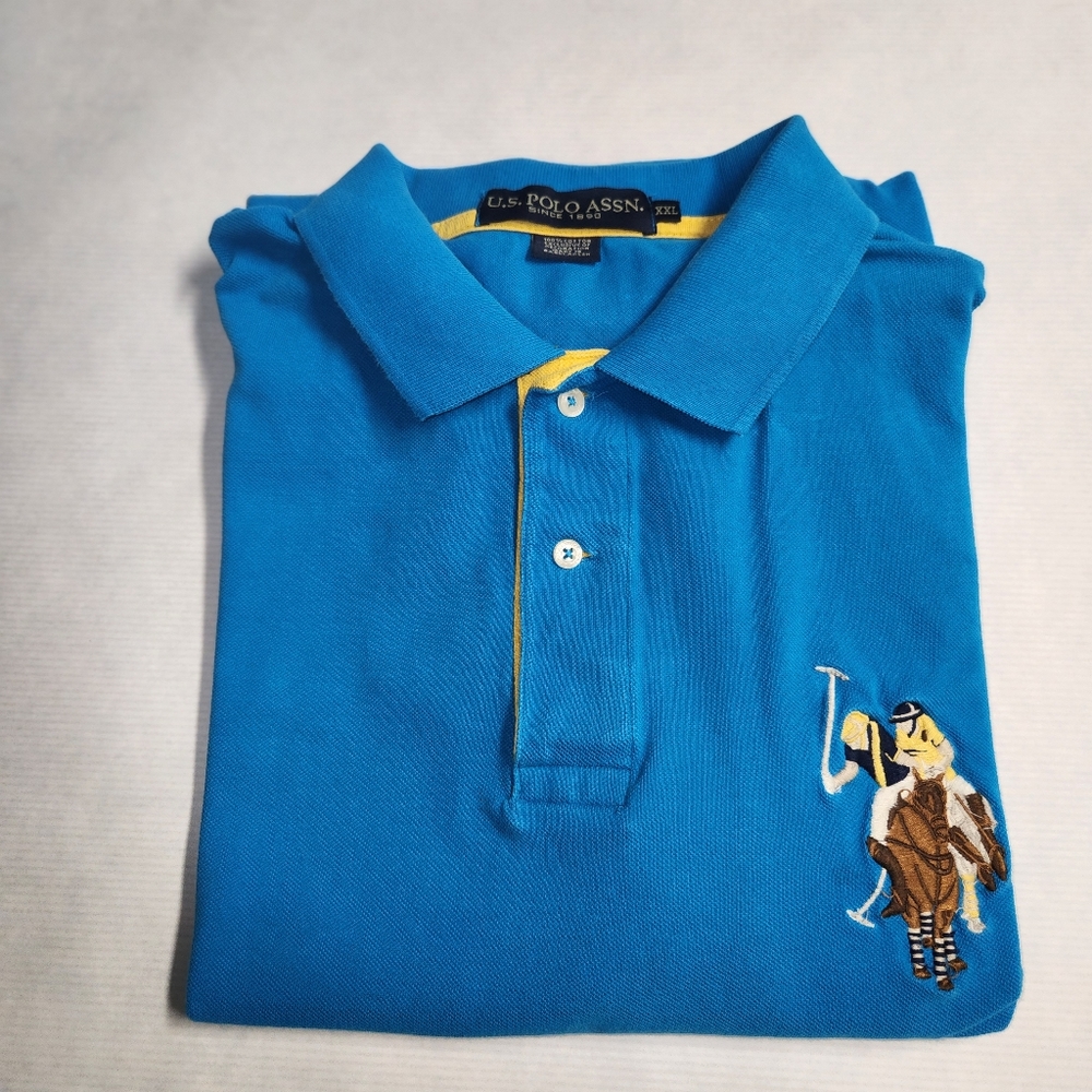 U.S Polo Assn Mens Polo Shirt Since 1890 Teal Size 2xL  Logo On Front 100%cotton